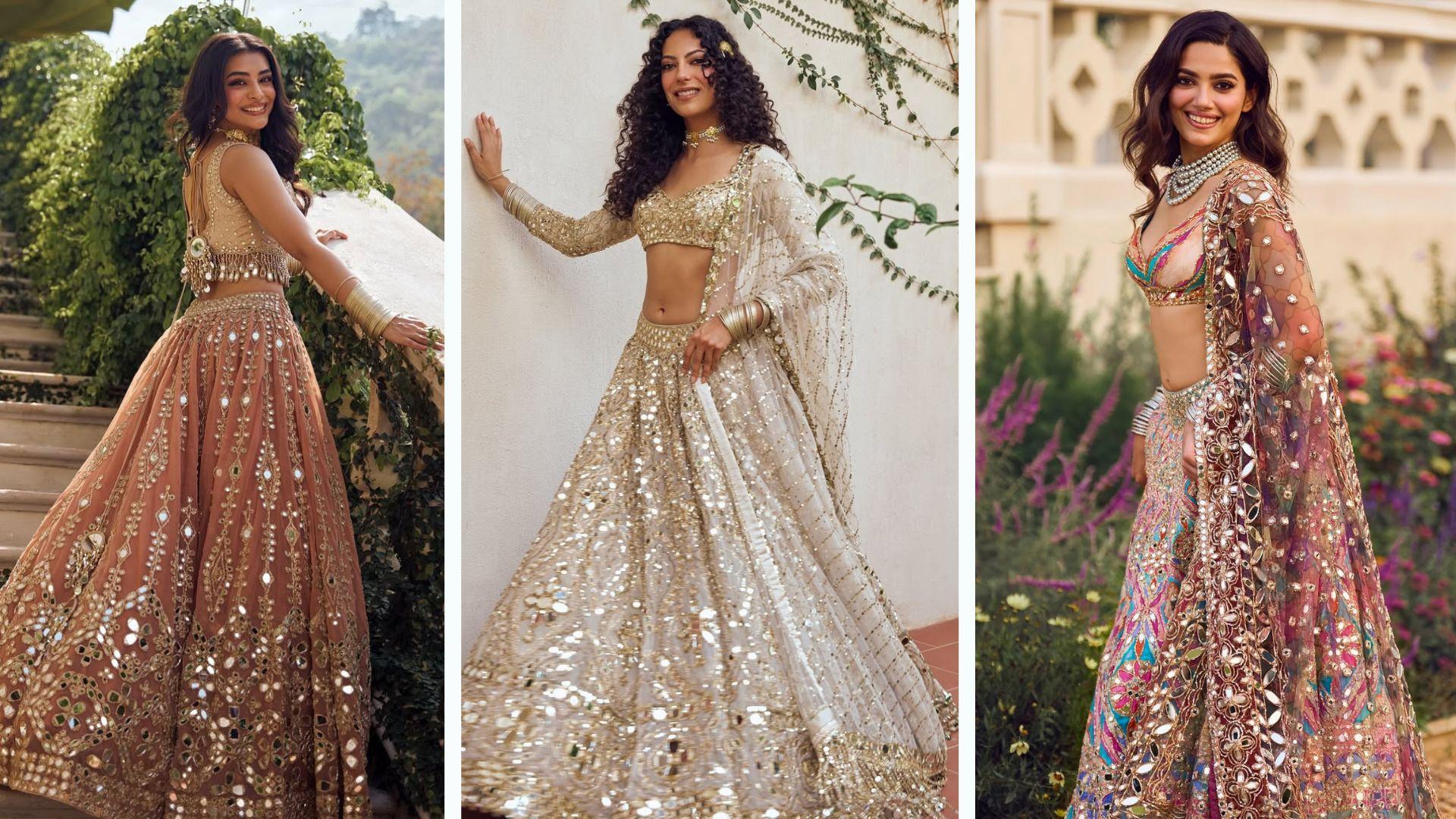 Mirror work and sequins lehenga
