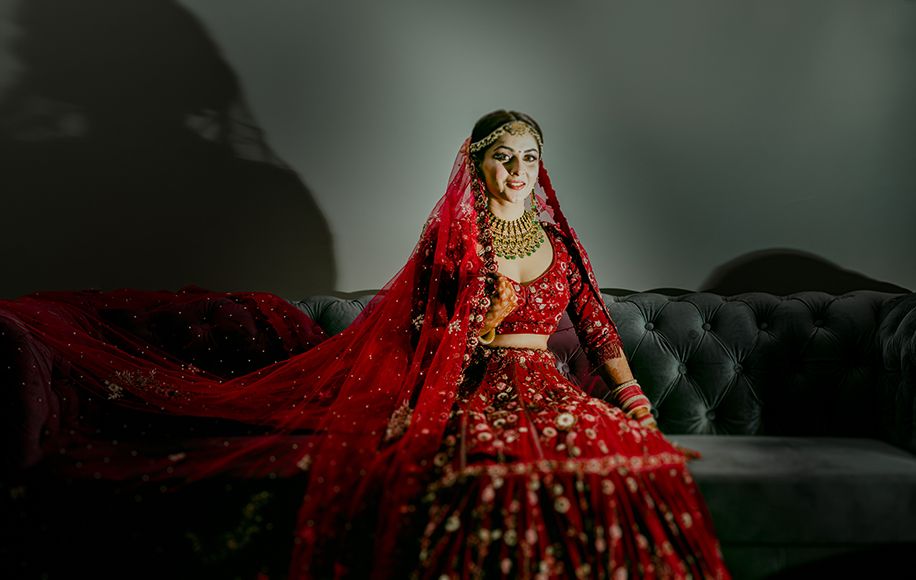 Traditional red lehenga back in trend