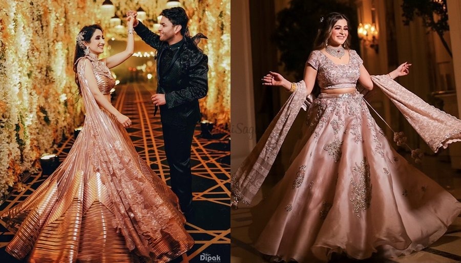 metallic and layered lehengas