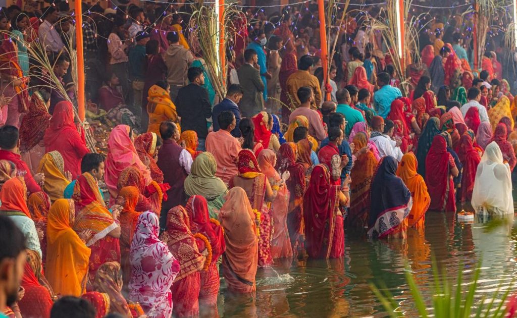 Devotees Worshiping the Sun God in Assam