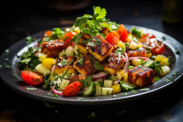 Oil-free yogurt dressing for easy paneer tikka salad bowl Oil-free yogurt dressing for easy paneer tikka salad bowl