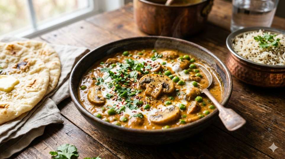 Creamy Mushroom Matar:�Indian dinner recipes step by step