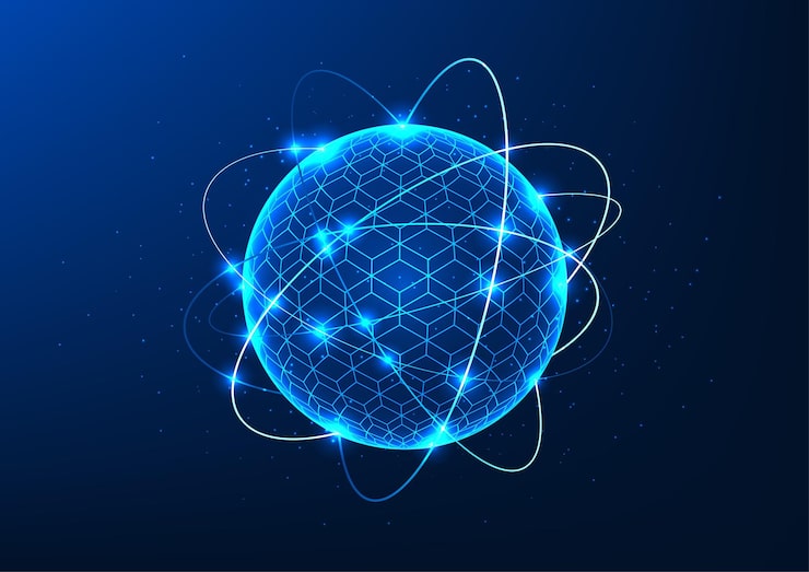 Diagram comparing traditional binary bits and quantum qubits on a Bloch Sphere