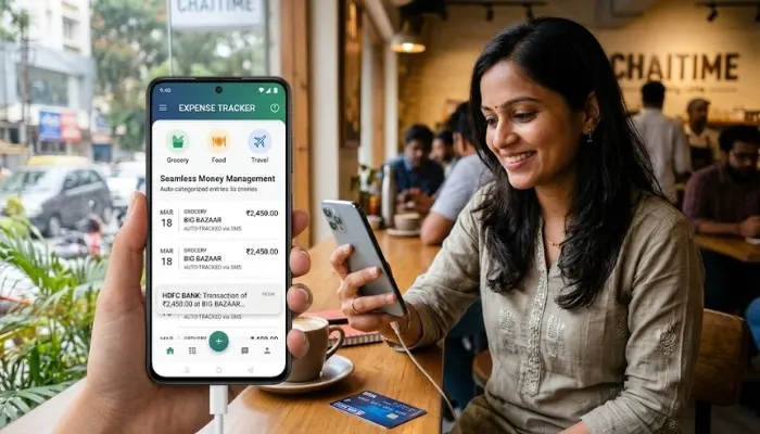 Automatic expense tracking in India using SMS scanning features for seamless money management.