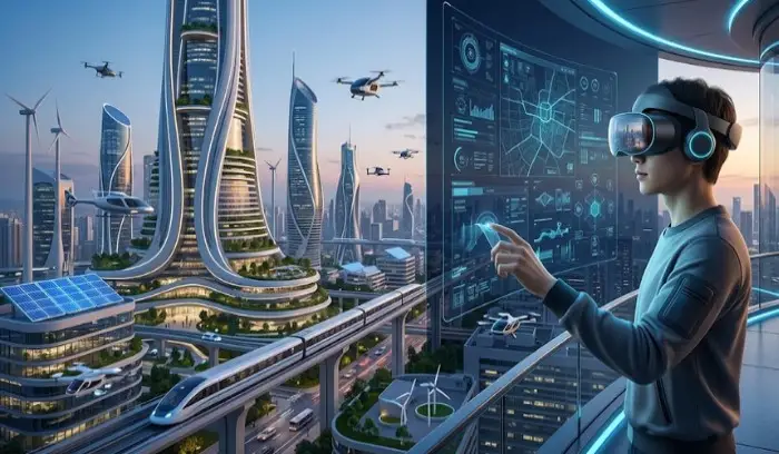 Top 10 future technologies 2030 focus practical use future technology ideas touch home, school, road.