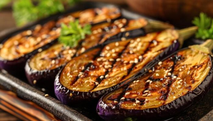 Miso-glazed aubergine