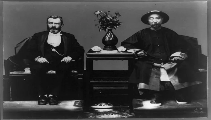 Ulysses S. Grant standing with Viceroy Li Hung-chang. Ulysses S. Grant standing with Viceroy Li Hung-chang.