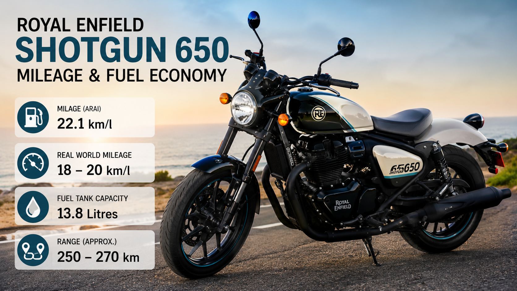 Royal Enfield Shotgun 650 Mileage and Fuel Economy